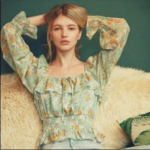 Floral Ruffle Sleeve Tie Front Top - Picture 3 of 13